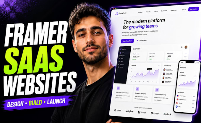 design a modern framer saas website for your startup