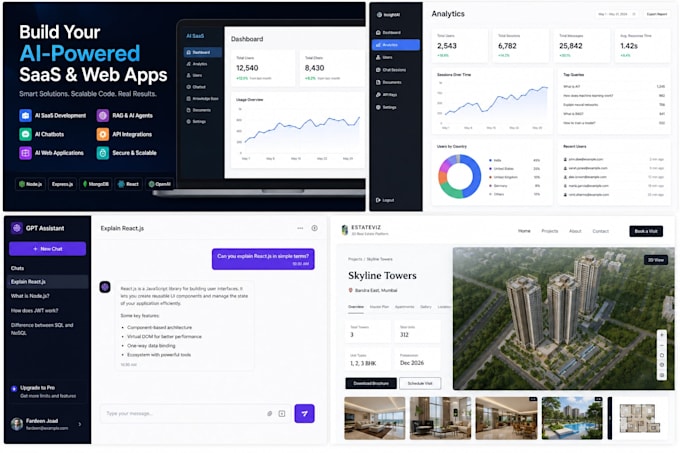 build ai saas, ai web apps, ai chatbots and ai mobile apps