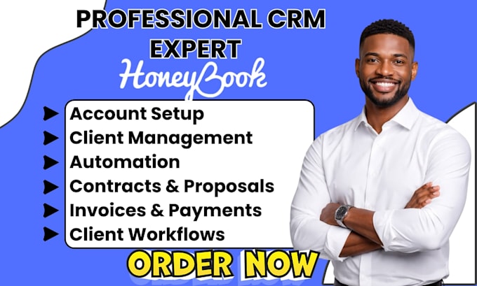 setup honeybook CRM, automations, contracts, invoices and client workflows