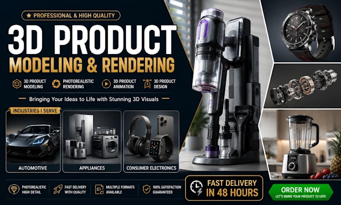 do 3d product modeling and rendering, 3d product animation, 3d product design