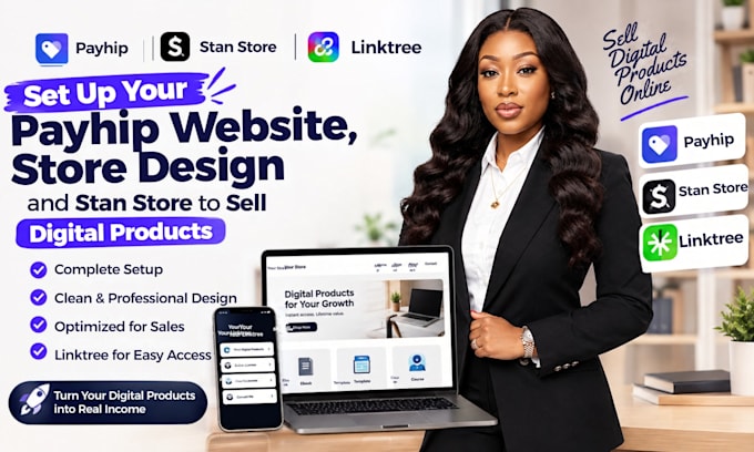 setup payhip website, payhip store design stan store to sell digital product