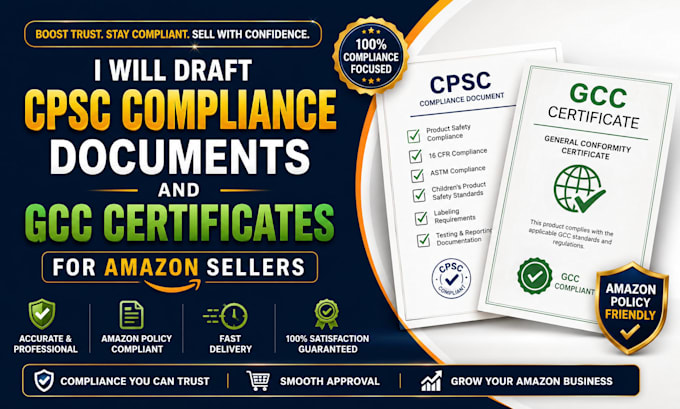 draft cpsc cpsia cpc compliance documents, gcc certificates for amazon sellers