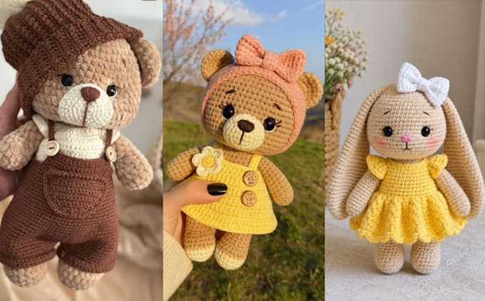 write step by step amigurumi crochet pattern, PDF video tutorials