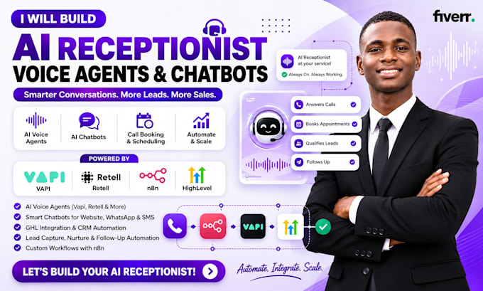 build n8n automation, make com automation, ai voice agent with vapi and retell