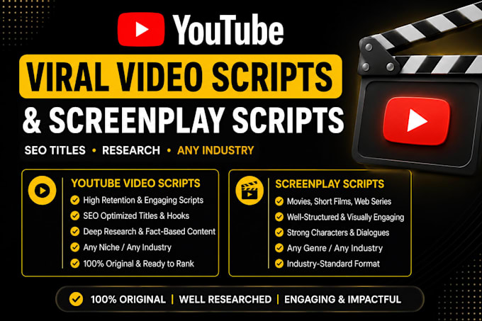 be your professional scriptwriter for youtube