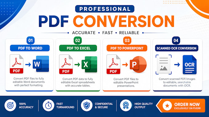do PDF to word, excel, powerpoint and document conversion