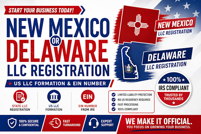 register your new mexico llc or delaware llc with ein number