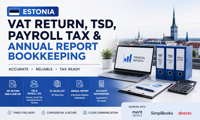 do estonia vat return, tsd, payroll tax and annual report bookkeeping