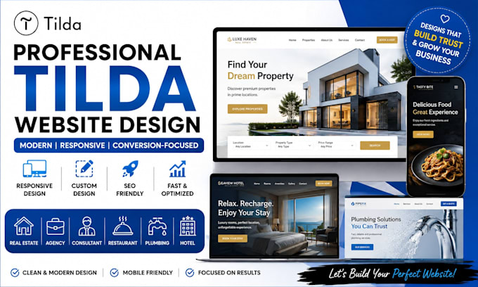 design real estate agency consultant restaurant plumbing hotel tilda website
