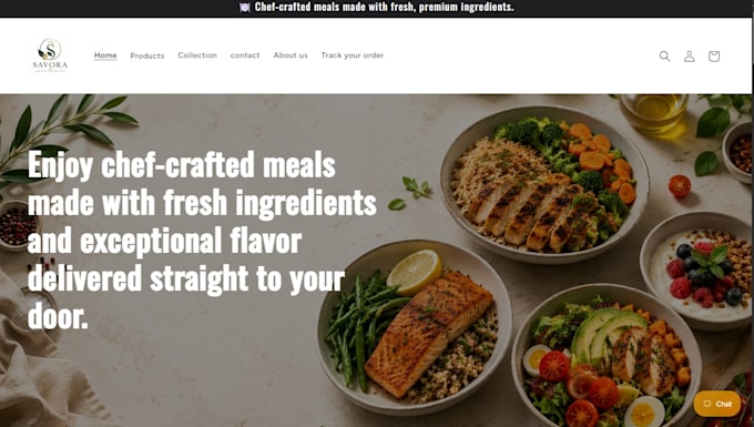 build meal prep shopify store, food delivery website, catering website meal prep