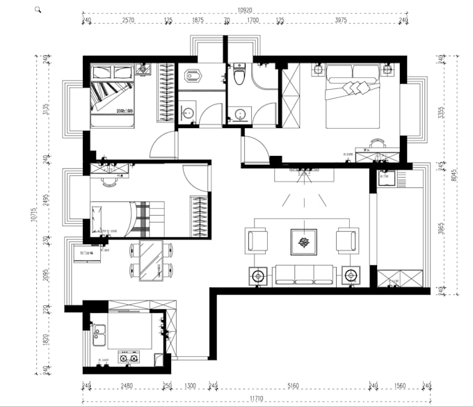 draw professional 2d cad floor plan, house layout and architectural space