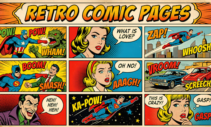 create retro comic retro comic art retro comic book retro comic page pulp poster