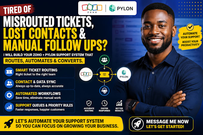 integrate zoho pylon tickets support contacts routing automation queue