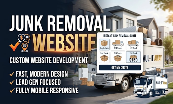create a responsive junk removal website or hauling company website with booking