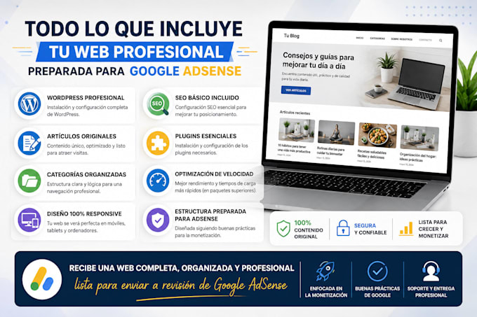 crear y preparar una web wordpress para google adsense