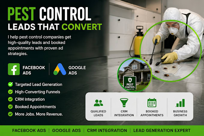 generate exclusive pest control leads, pest control facebook ads, google ads