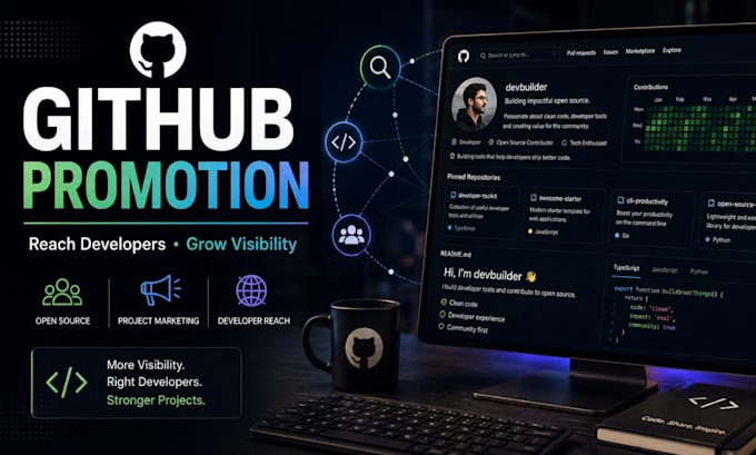 grow your organic github project github promotion gain star fork repo traffic