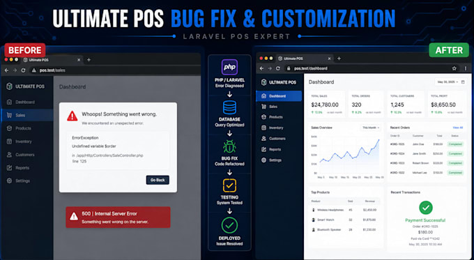install, fix and customize your ultimate pos laravel script
