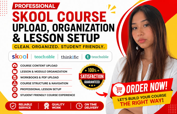 skool course upload organization and lesson setup