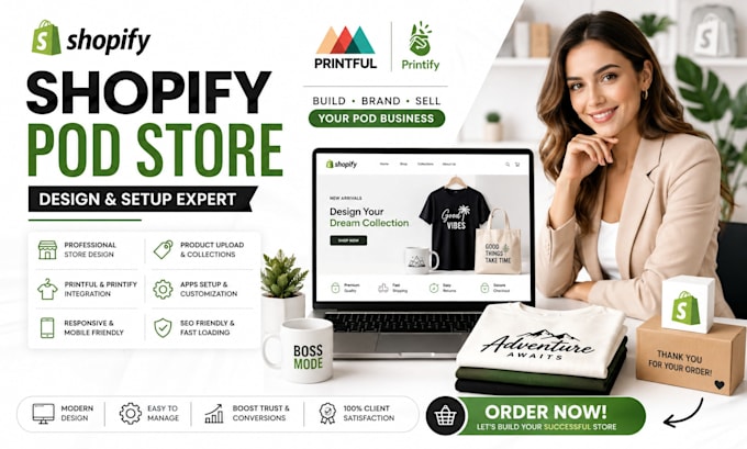 shopify pod website design printful printify ecommerce expert