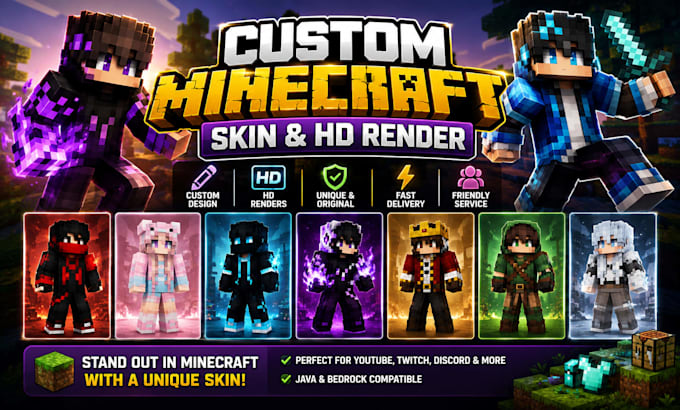 create a custom minecraft skin and HD minecraft skin render