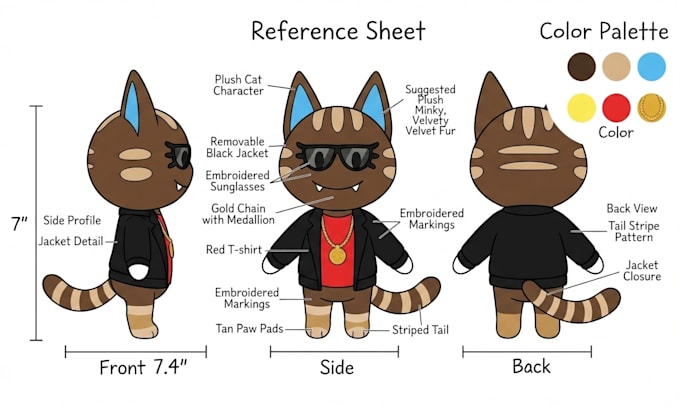 create custom plushie reference sheets for stuffed animal characters