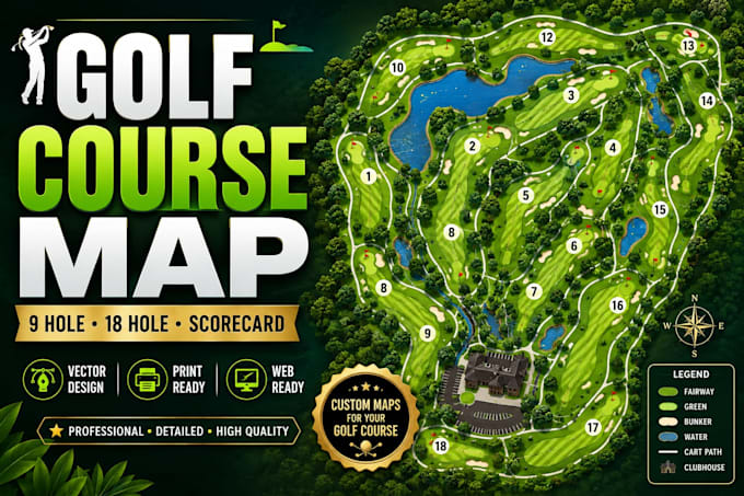 design golf course maps, golf club maps, scorecard maps and vector maps