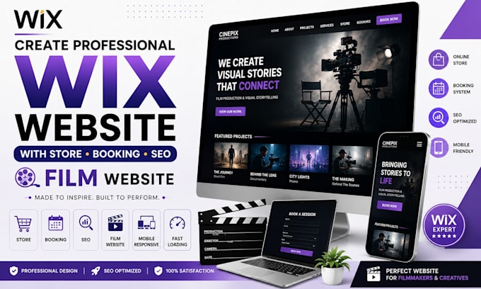 create cinema film wix website store booking website SEO fitness film website