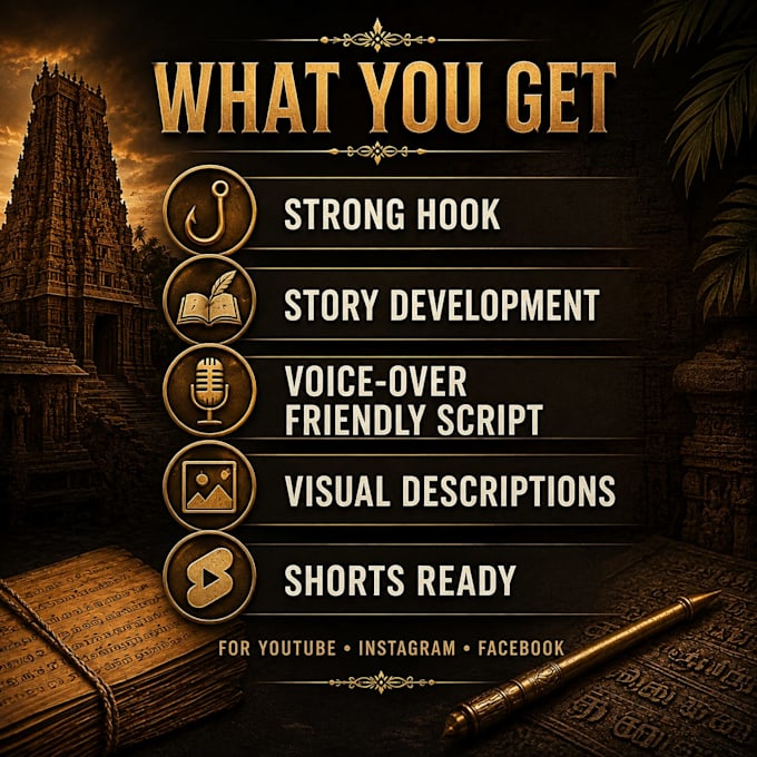 write engaging tamil mythology and history shorts scripts