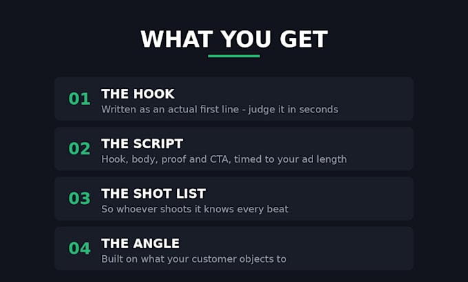 write ugc ad scripts, hooks and shot lists for tiktok facebook ads