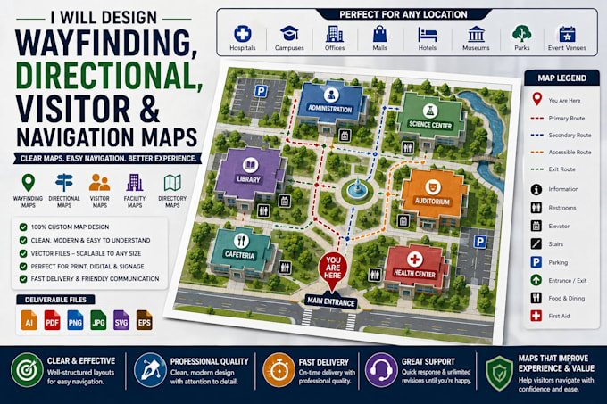 create professional campus, university, school and facility maps