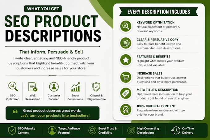 write SEO product descriptions for your e commerce store