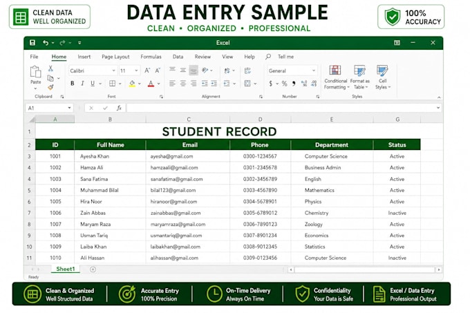 do accurate data entry, typing and ms excel work