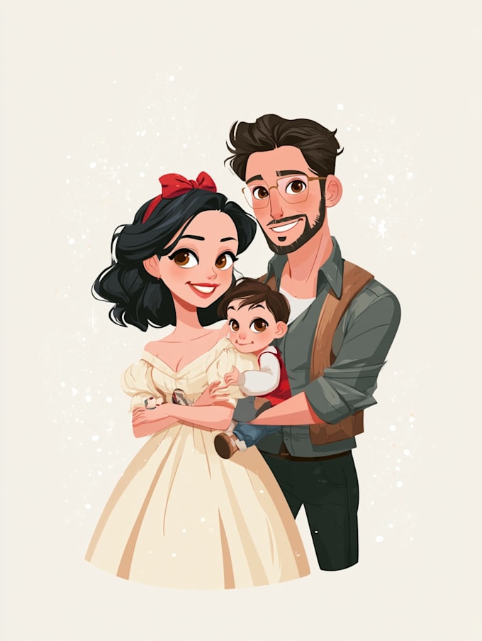 create a disney cartoon illustration for gift