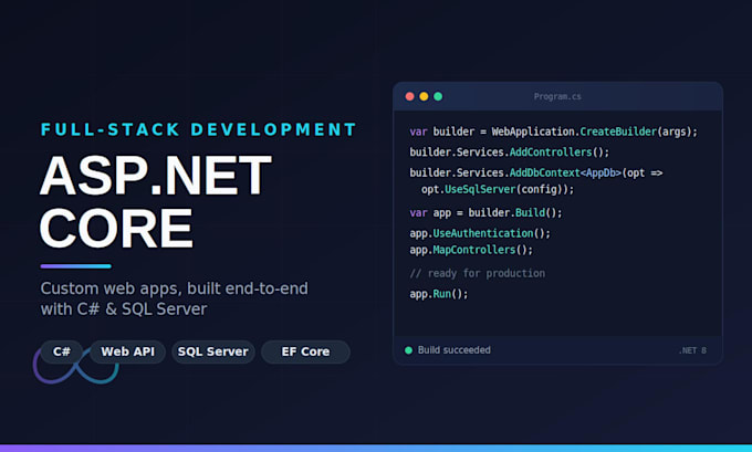develop a full stack web application using aspdotnet core