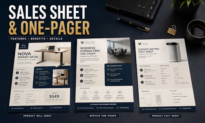 create a professional product sell sheet, sales onepager and product sheet