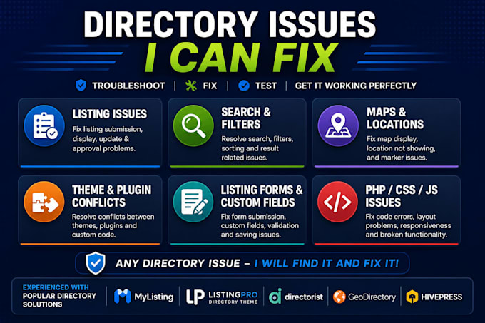 fix and troubleshoot your wordpress directory website
