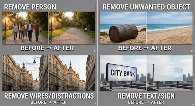 remove unwanted objects, people and backgrounds from photos