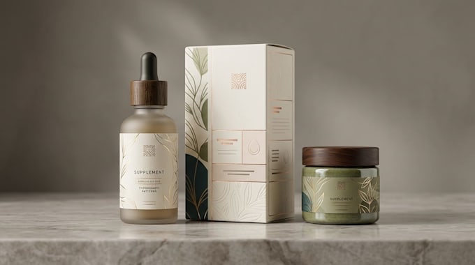 design supplement or hemp product packaging box and label