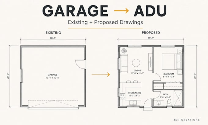 draw adu permit drawings, garage conversion and addition plans