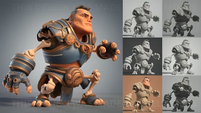 create a 2d to 3d character modelling custom stl 3d print ready character