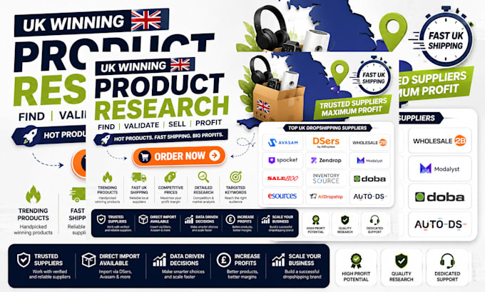 do UK dropshipping product research with fast shipping