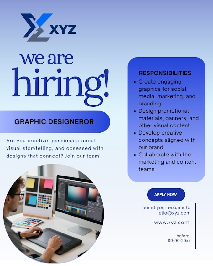 create professional job vacancy and hiring advertisement posts