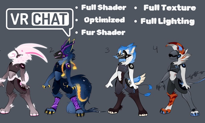 create protogen furry vrchat avatar robotic cyberpunk vrc 3d character