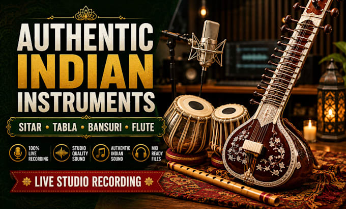 record authentic sitar, tabla, bansuri and indian, flute for your song