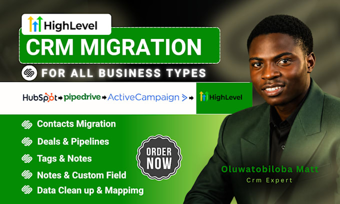 migrate your CRM data to gohighlevel from hubspot, pipedrive or  activecampaign
