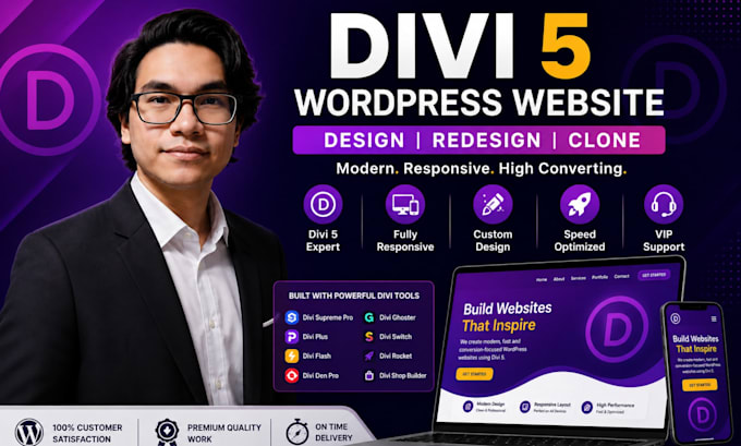 install divi 5 theme, design responsive wordpress website with divi builder