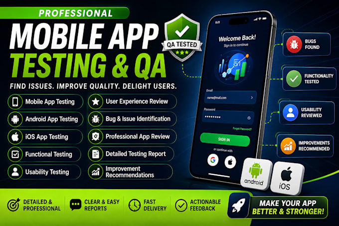 do mobile app testing android app testing QA testing and professional app review