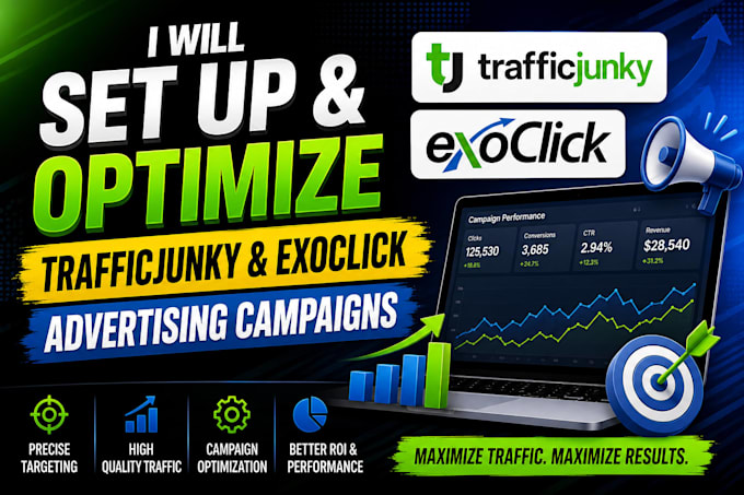 set up and optimize traffic junky and exoclick advertising campaigns