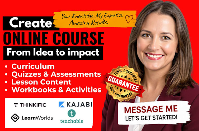 write complete online course creation, course development for course content